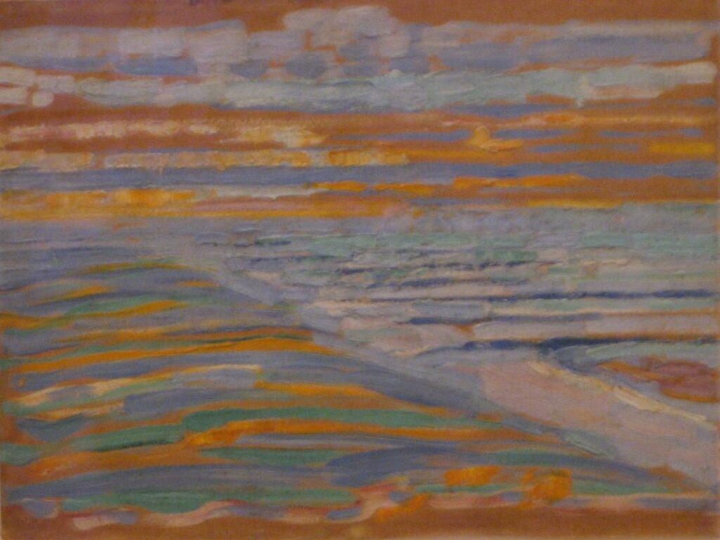 розпізнавання картини - Вигдяд дюн з пляжем та пірсом, Піт Мондріан